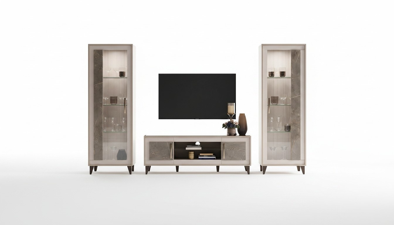 Anrichte Luxus Schaufenster Vitrine Glas Schrank Modern Stil Italienische