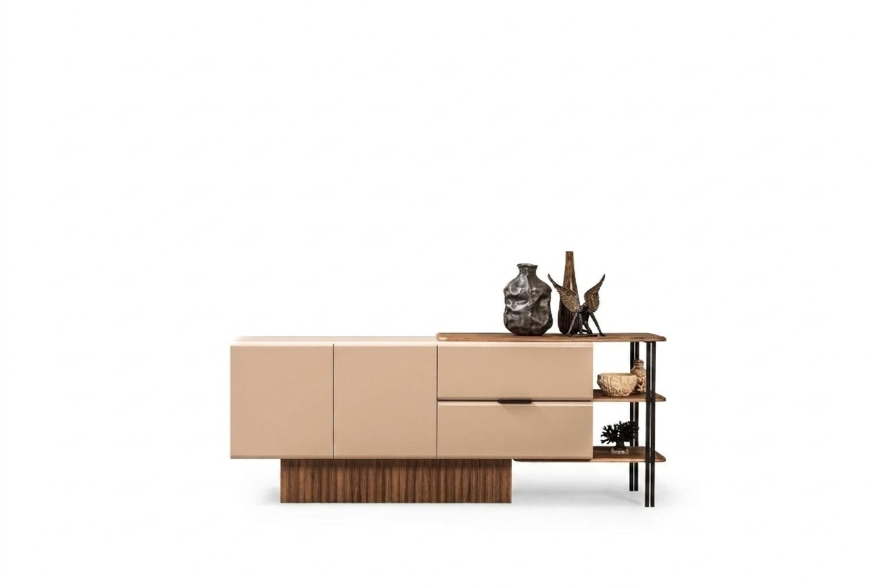 Anrichte Sideboard Holzschrank Kommode Schrank Holz Beige Moderne