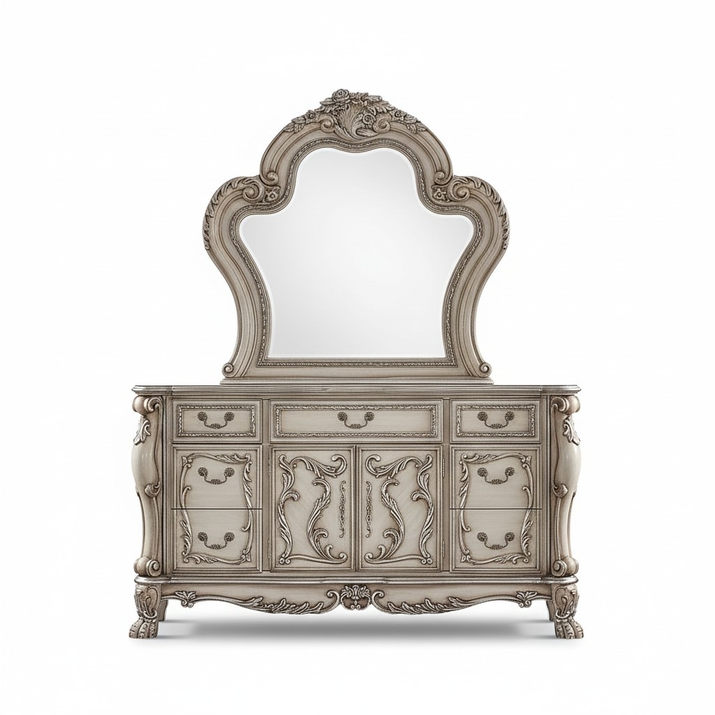 Anrichte Silber Barock Holz Stil klassisch Italienische Möbel Design Kommode Neu