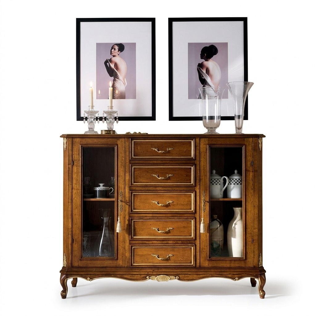 Anrichten Schrank Glas Vitrine Kommode Schränke Barock Stil Möbel Holz