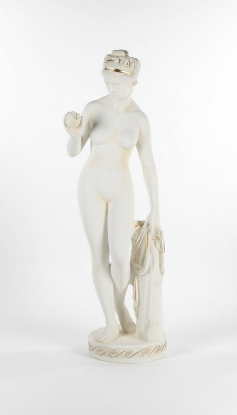 Antik Marmor Stil Statue Eva mit Apfel XXL Figur Statuen Skulptur Deko PG010