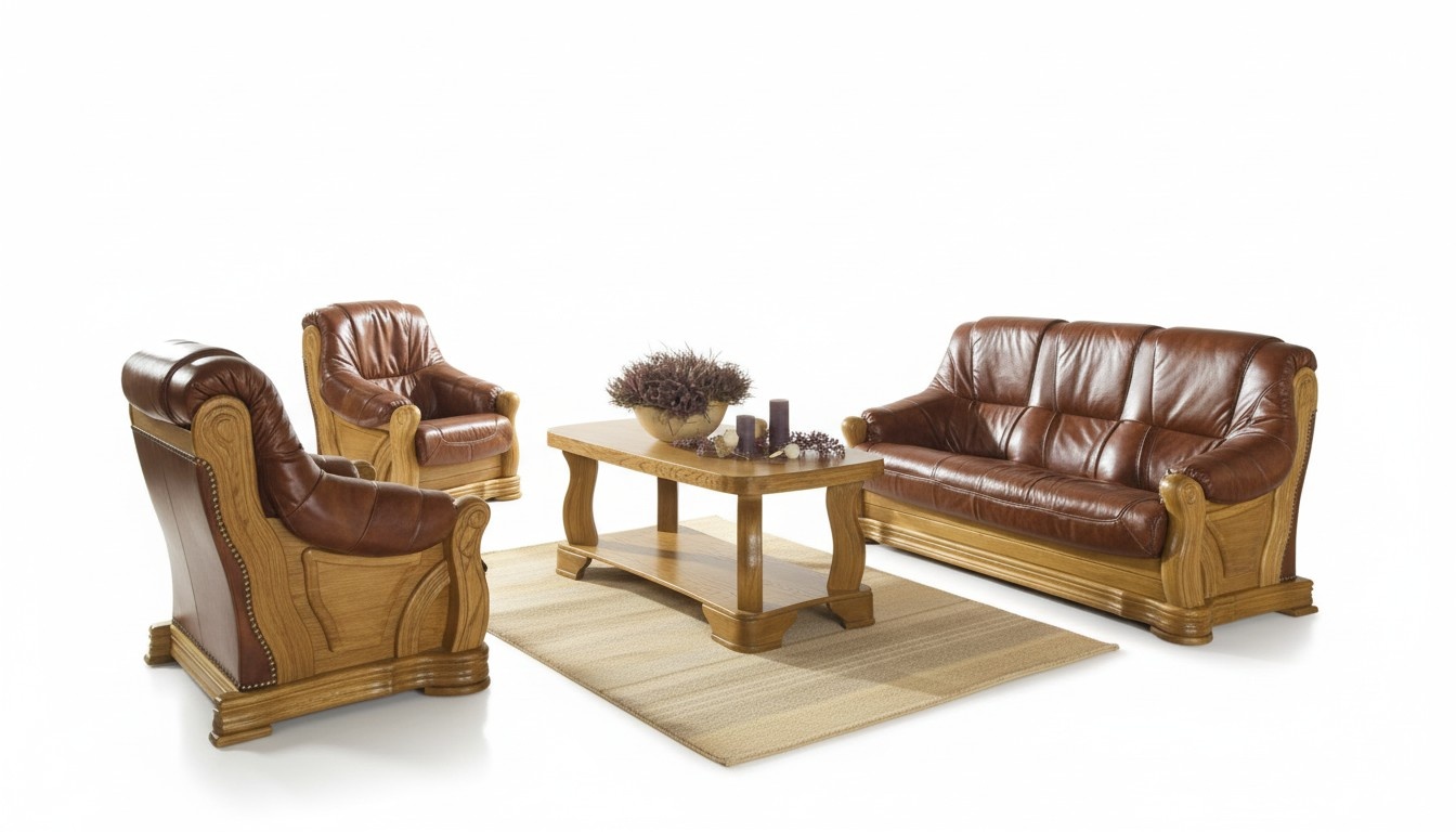 Antik Stil Ledersofa Couch Sofagarnitur 3+1+1 Sitzer Italienisches Leder Polster