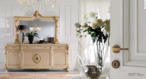 Garnitur Kommode Spiegel Konsolentisch Set Beige Schlafzimmer Schränke
