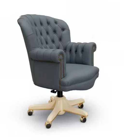 Drehsessel Chefsessel Sessel Büro Drehstühle Chesterfield Blau Luxus