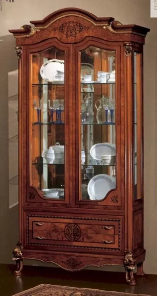 Vitrine Schränke Braun Vitrinen Luxus Schrank Wohnzimmer Glas Holz