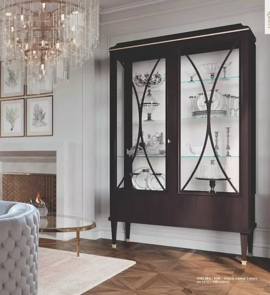 Vitrine Schränke Braun Vitrinen Luxus Schrank Holz Glas Wohnzimmer