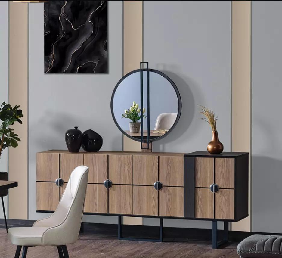 Sideboard Anrichte mit Spiegel Luxus Garnitur Kommode Kommoden 193cm