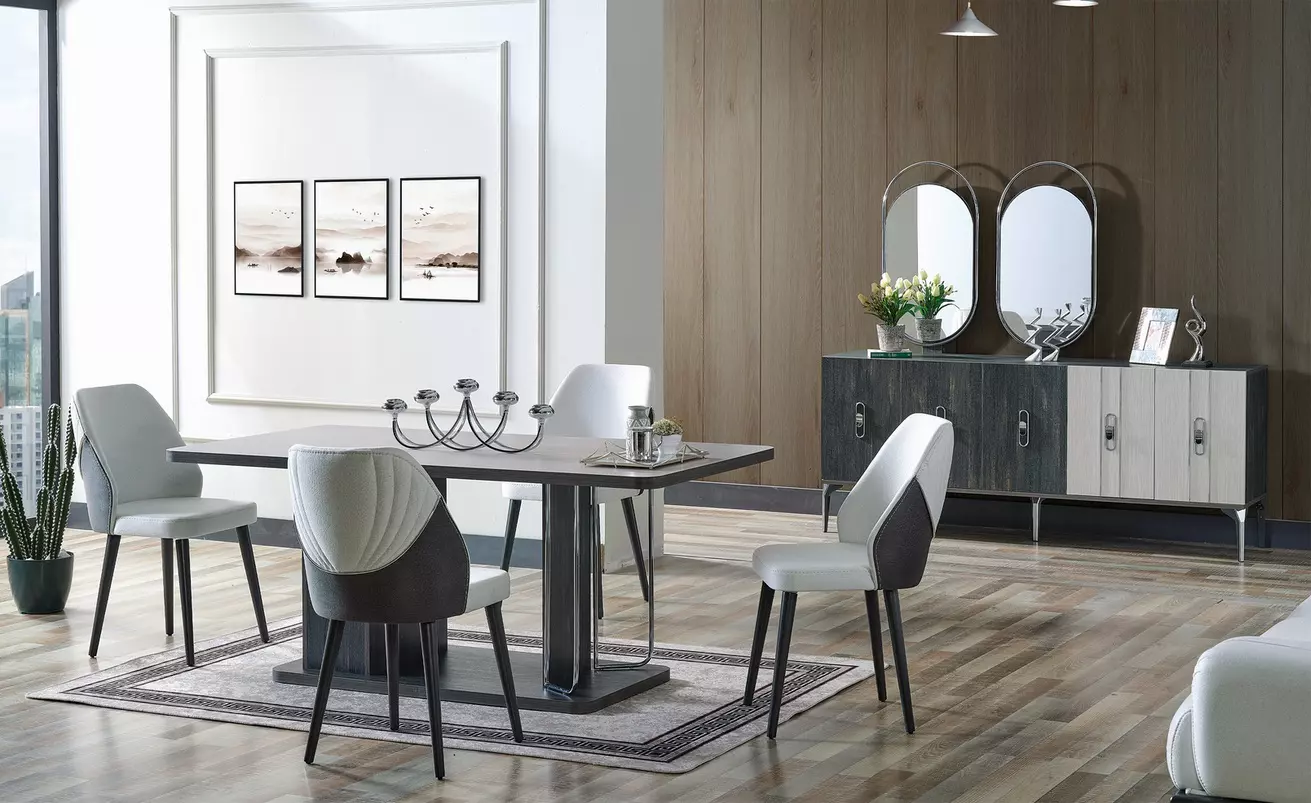 Luxus Esszimmer Set Esstisch 6x Stühle Anrichte Essgruppe 8 tlg