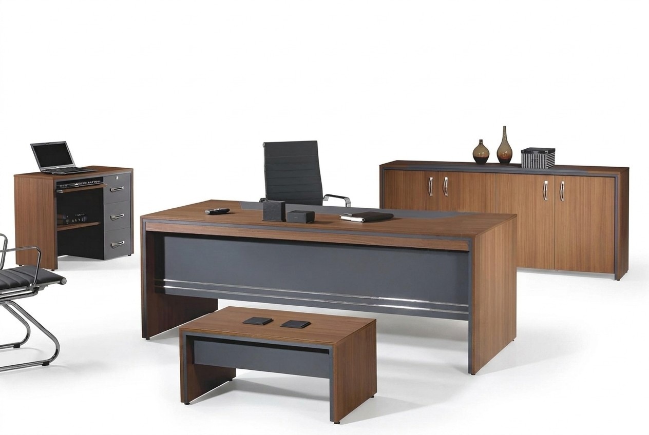 Arbeitszimmermöbel Komplettbüro Schreibtisch Set 4tlg Holz Braun Tisch