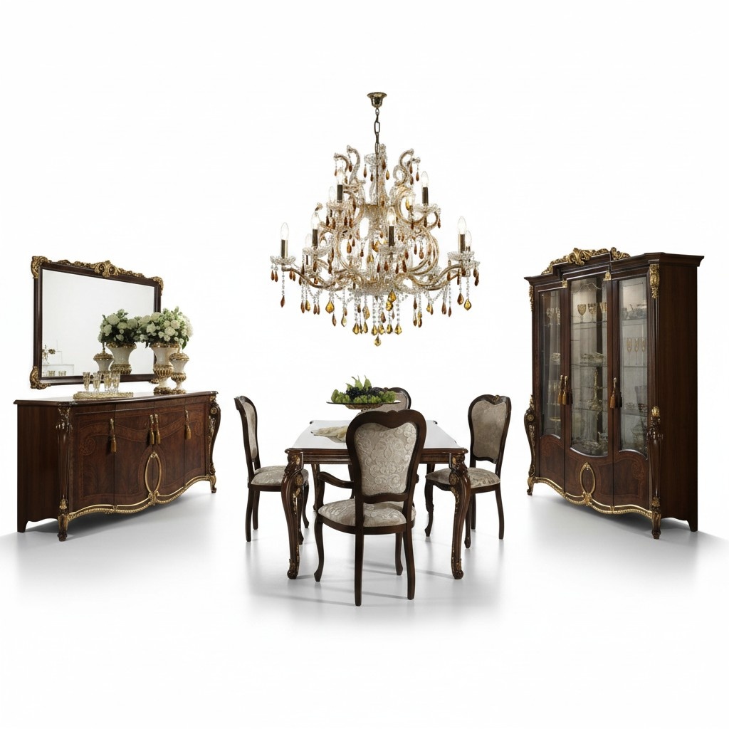 arredoclassic™ Luxus Klasse Möbel Esszimmer Vitrine Tisch Kommode 8tlg.