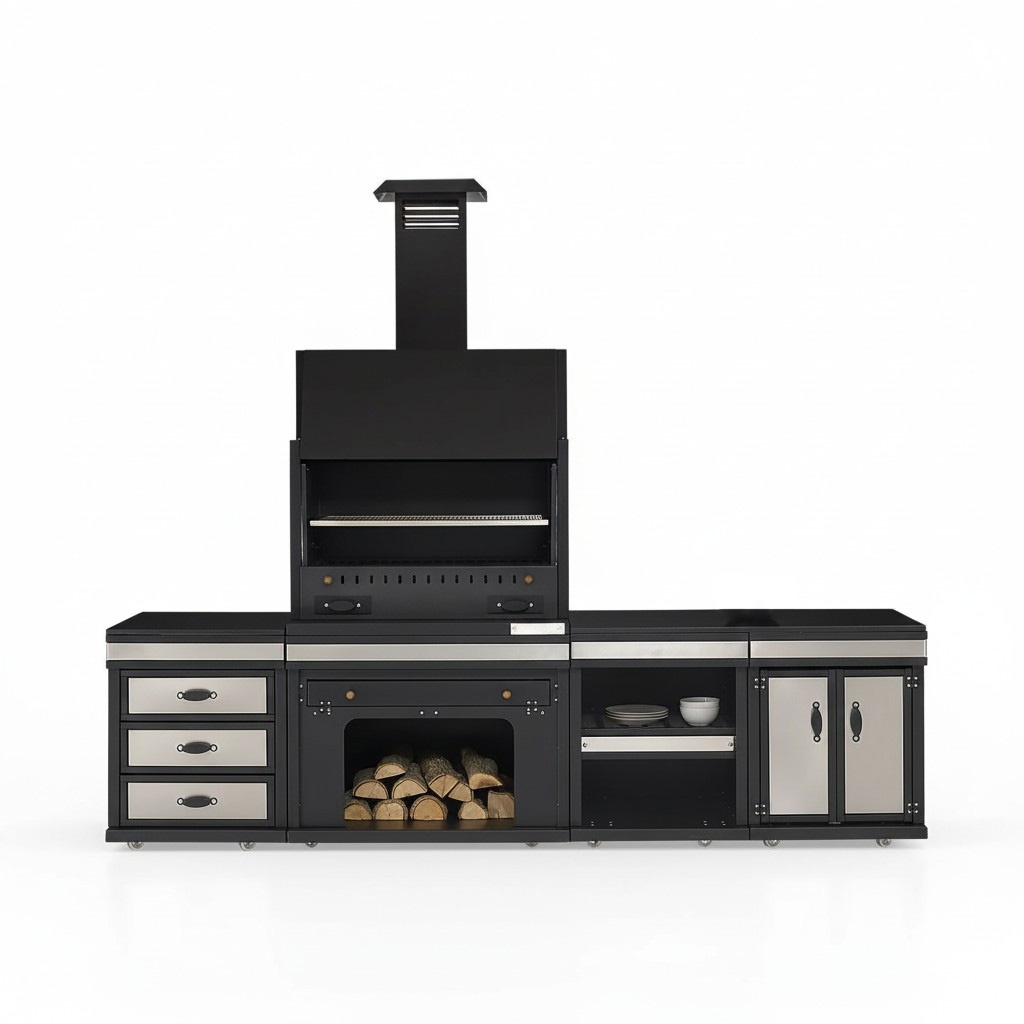 Außenküche aus Edelstahl in Schwarz modern