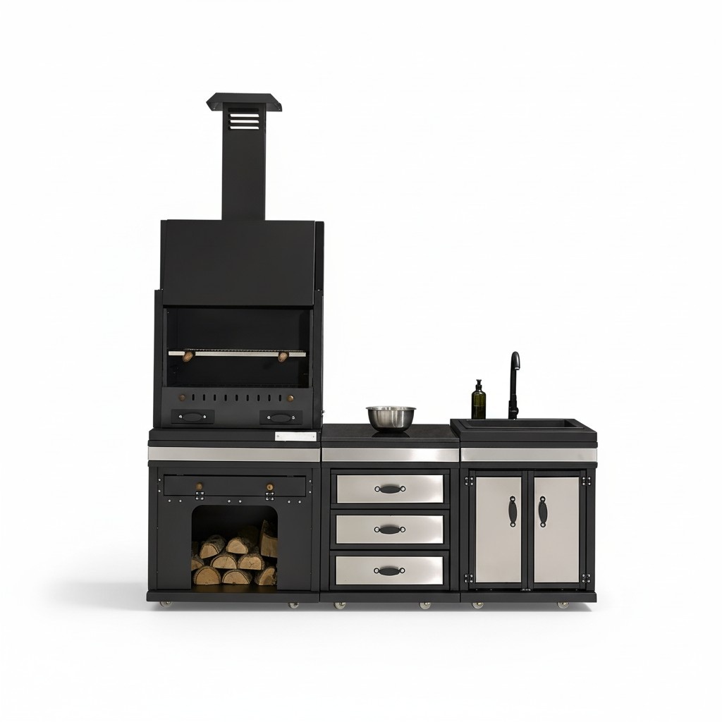 Außenküche aus Edelstahl in Schwarz modern und stilvoll