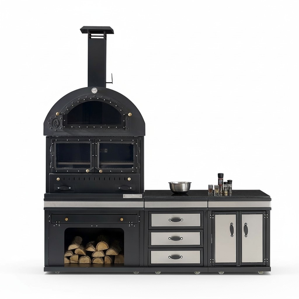 Außenküche aus Edelstahl in Schwarz modern langlebig