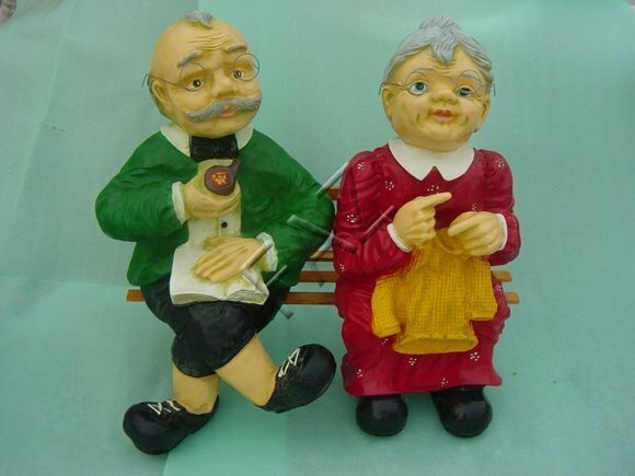 Design Großvater & Großmutter Figur Statue Skulptur Figuren Skulpturen