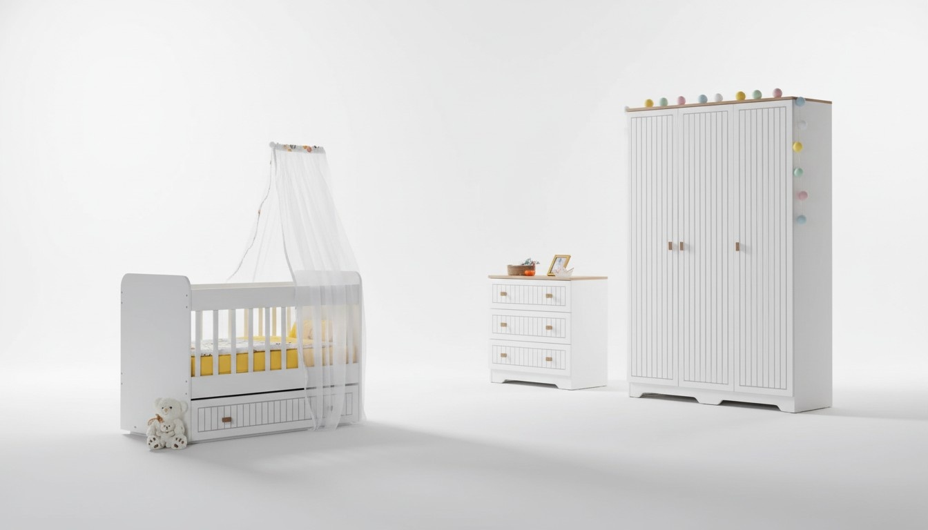 Baby Komplettzimmer Schrank Bett Kinderzimmer Säugling Kommode 3tlg.