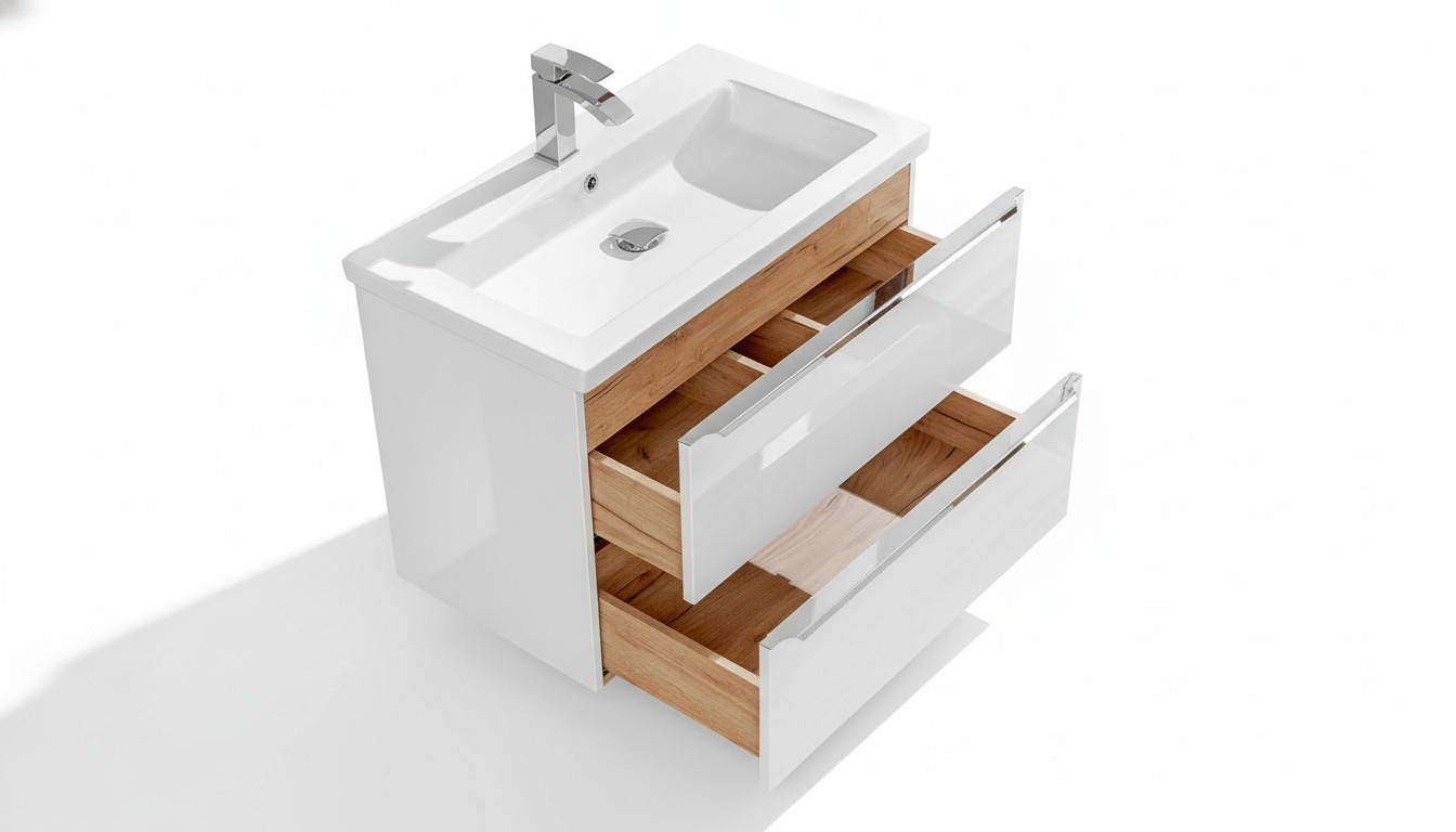 Badmöbel Set 80cm Waschbecken mit Unterschrank Waschtisch Schublade