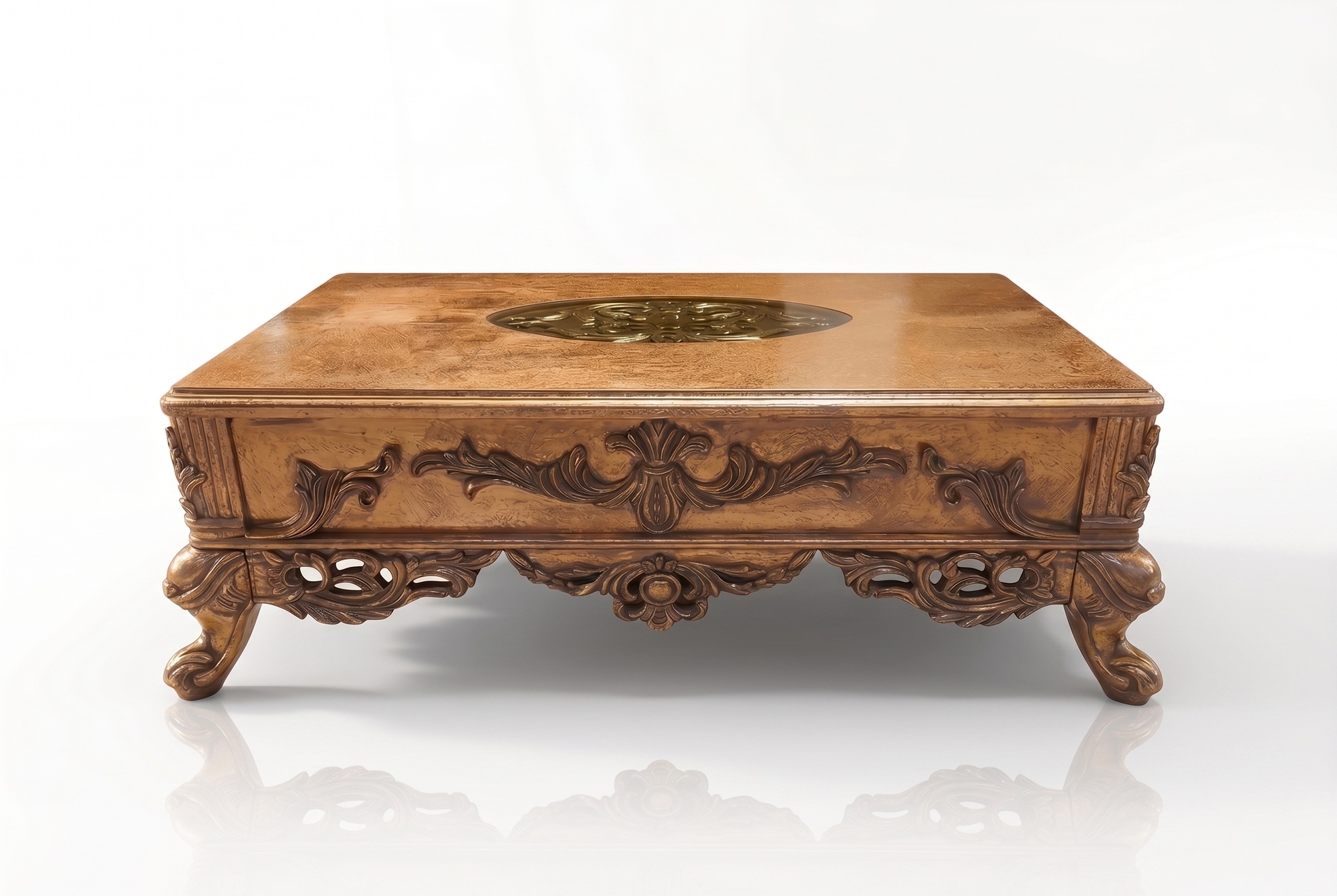 Barock Couchtisch Goldfarben Geschnitzte Beine Tisch Holz Wohnzimmer