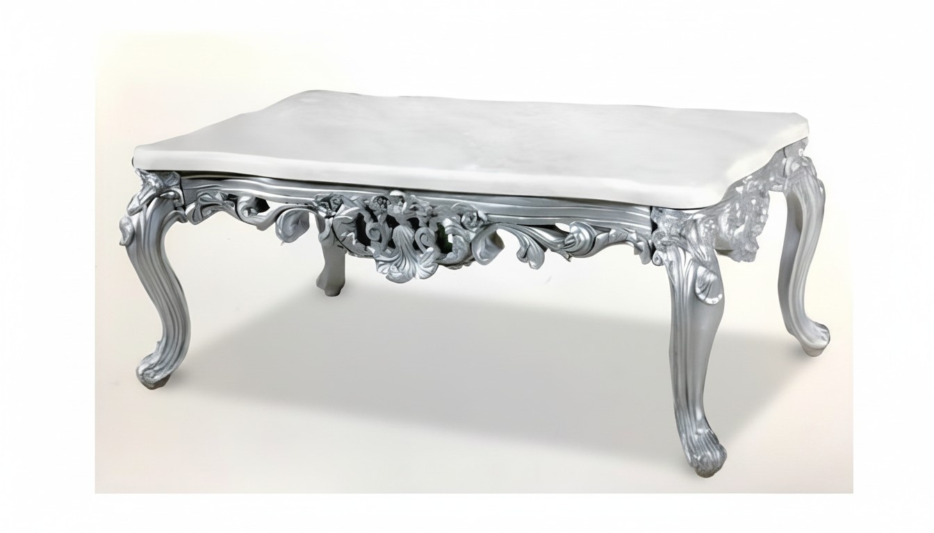 Barock Rokoko Couchtisch Holz Tisch Beistell Sofa Couch Tische Marmor Imitat