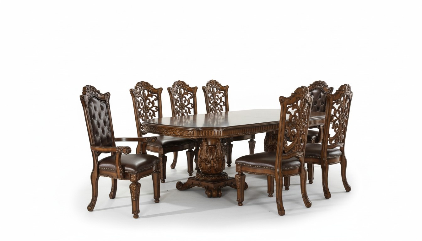 Barock Rokoko Stil Möbel Esstisch Tische Esszimmer Garnitur Geschnitzter