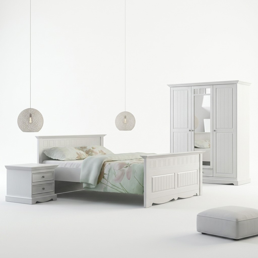 Bauern Bett Echtholz Betten 180x200c Holzbett Schlafzimmer Möbel Weiß Landhaus