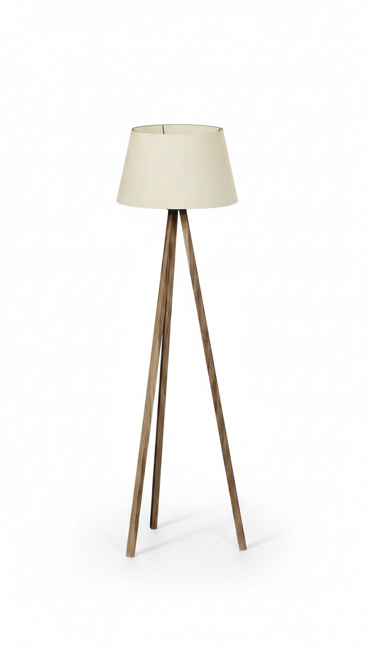 Beige Holz Stehlampe im eleganten Design für Wohnzimmer
