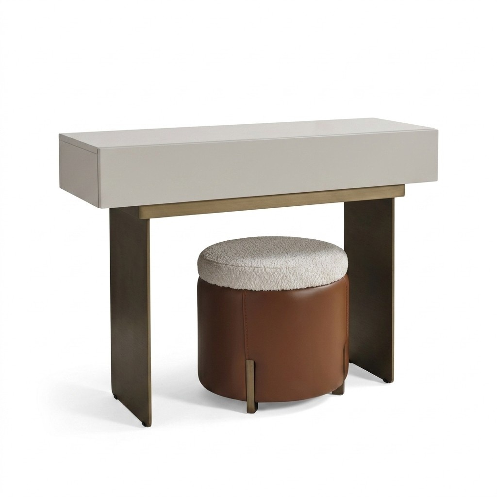 Beiger Holz Hocker im eleganten Design für Wohnzimmer und Schlafzimmer