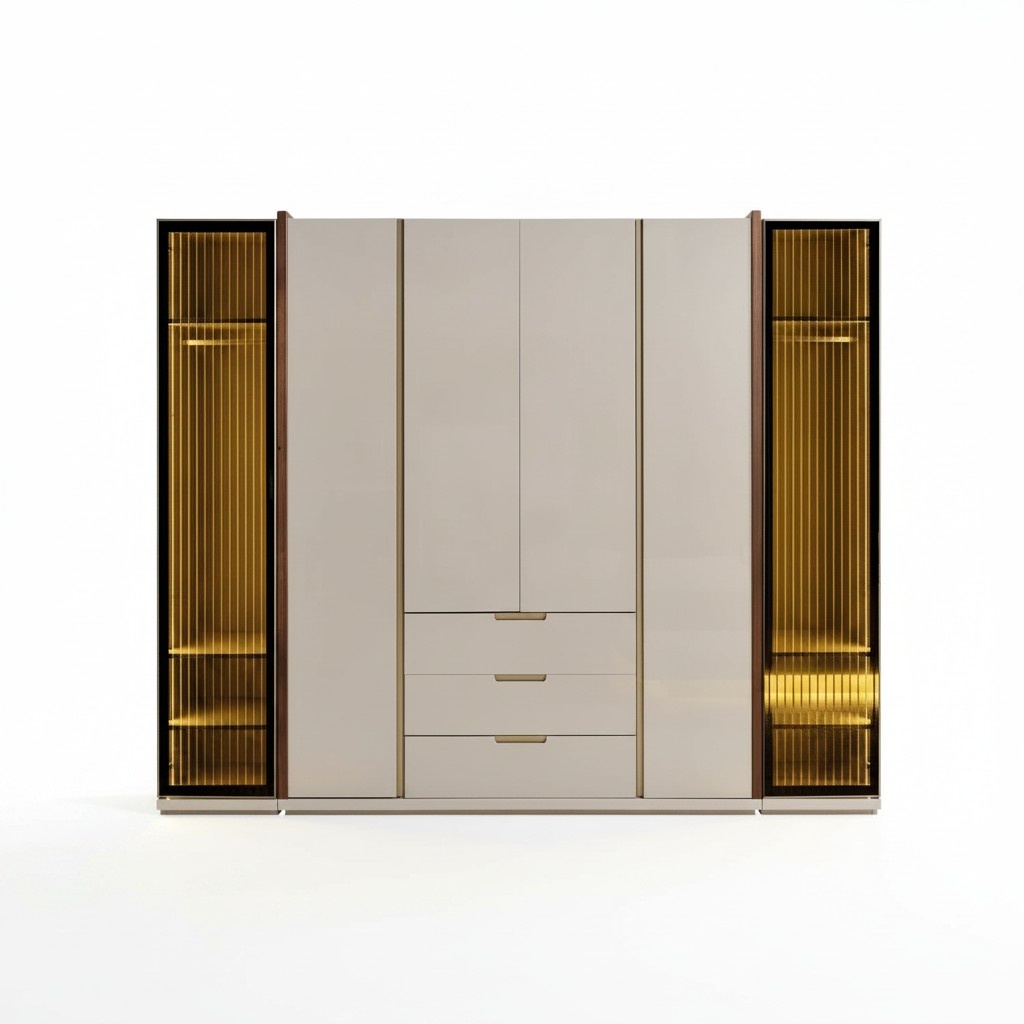 Beiger Kleiderschrank aus Holz modern eleganter Stauraum