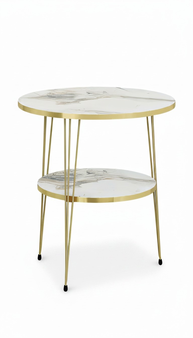 Luxus Beistelltisch Kollektion – 5-teilige Satztische, Laptoptische & Etagentische (Marmor- & Holz-Optik)