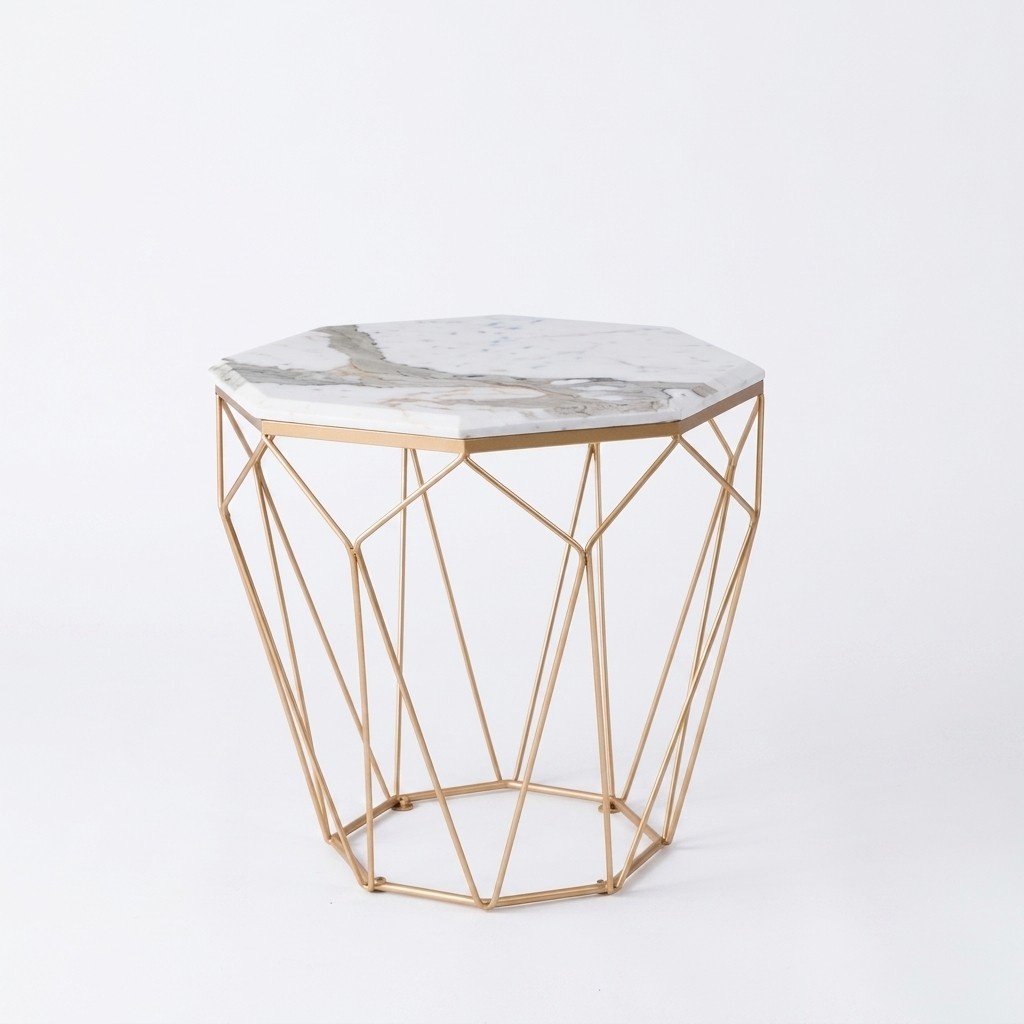 Beistelltisch Wohnzimmer Möbel Material Metall weiß Design Modern Tisch