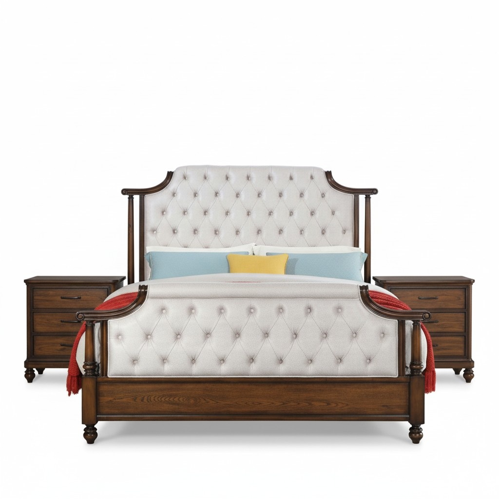 Bett 2x Nachttisch 3tlg. Schlafzimmer Set Betten neu Luxus Chesterfield