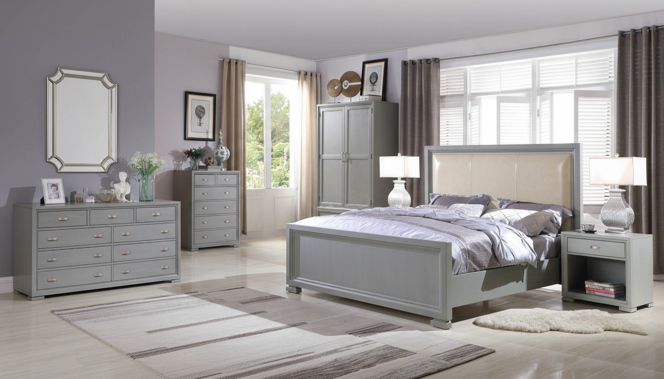 Bett 2x Nachttisch 3 tlg. Schlafzimmer Set Betten Möbel Chesterfield 180x200cm