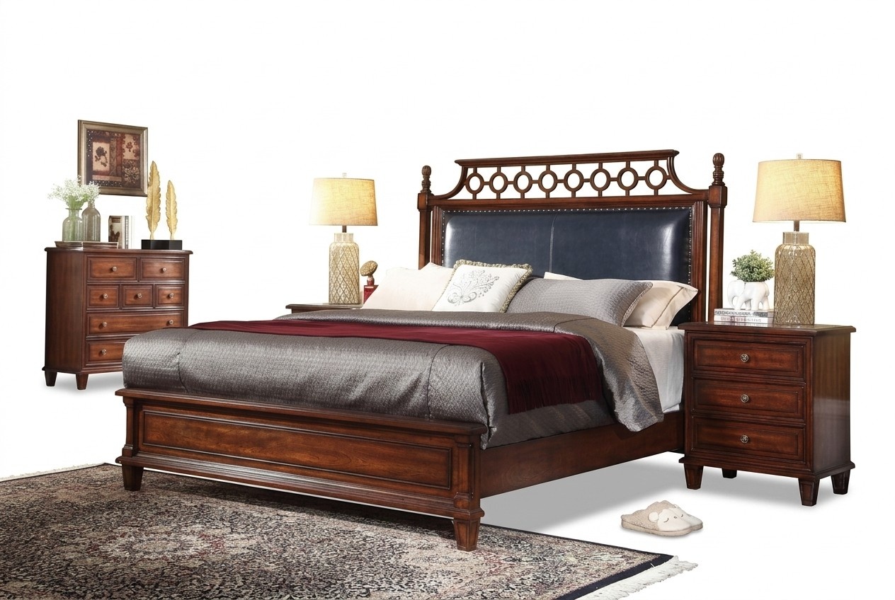 Bett 2x Nachttisch 3 tlg. Schlafzimmer Set Design Luxus Betten Klassisch Polster