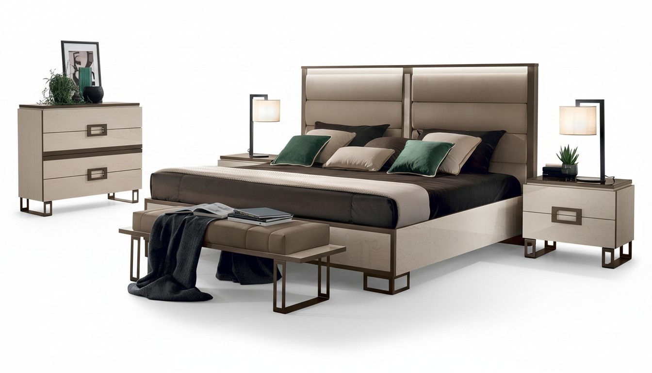 Bett 2x Nachttisch 3 tlg. Schlafzimmer Set Design Modern Luxus Betten Möbel Neu