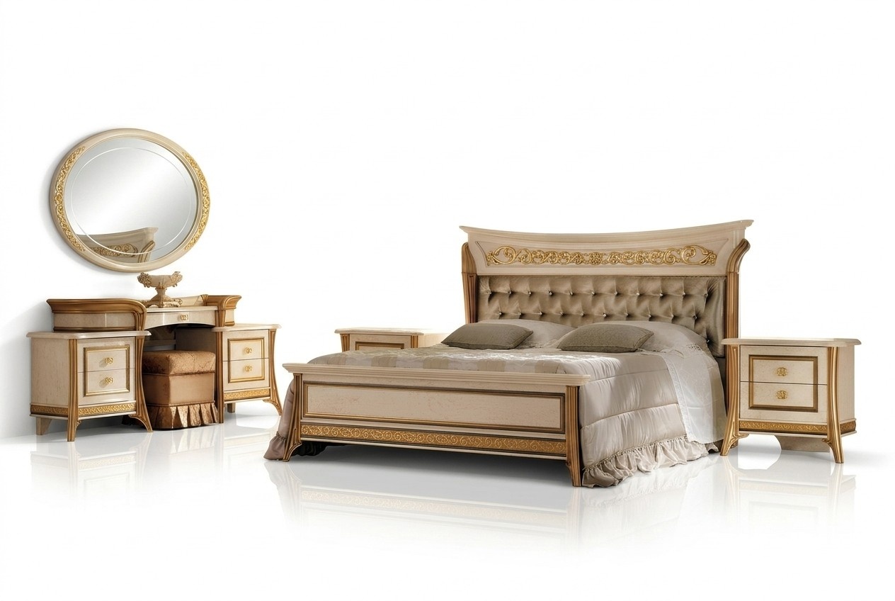 Bett 2x Nachttisch Design Schlafzimmer 3tlg. Klassischer Luxus Betten Set Möbel