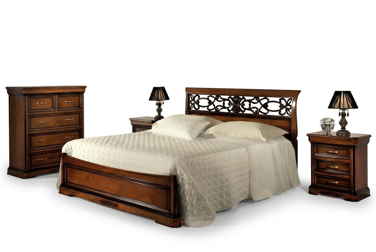 Bett 2x Nachttisch Schlafzimmer Set Betten Komplett Holz Set Barock 3tlg.