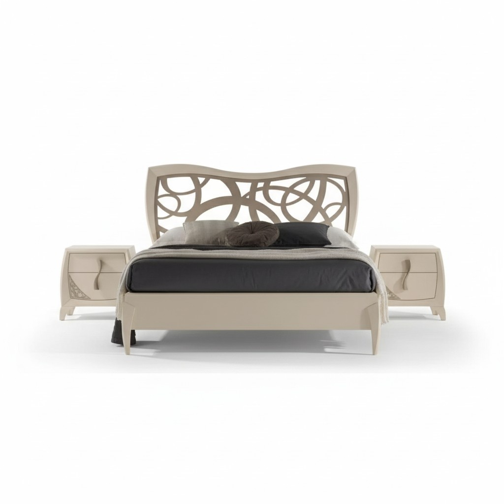 Bett 2x Nachttische 3tlg. Schlafzimmer Design Luxus Schlafzimmer Möbel