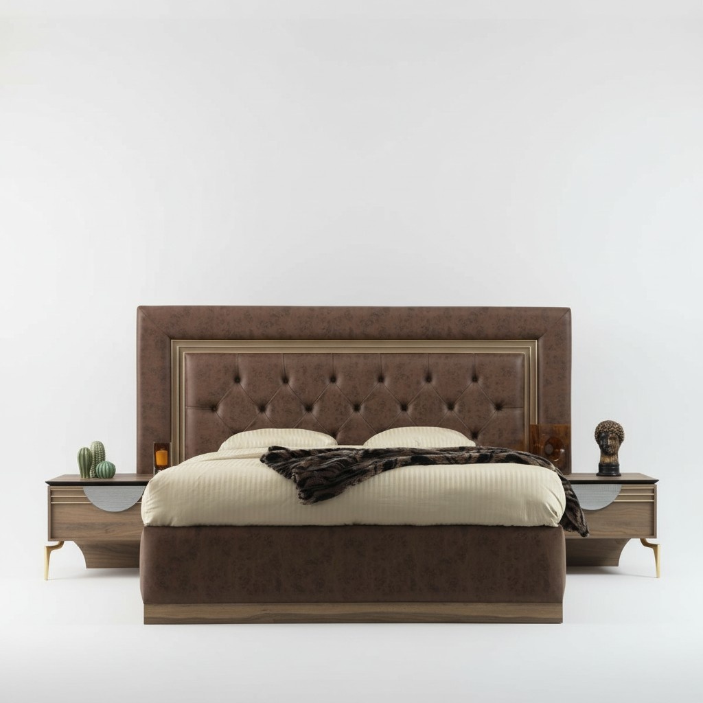 Bett 2x Nachttische 3tlg.Schlafzimmer Set Design Luxus Schlafzimmer Neu