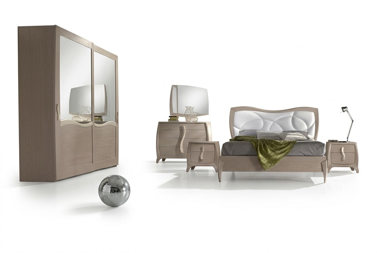 Bett 2x Nachttische 6tlg Schlafzimmer Set Design Modern Luxus Möbel Neu