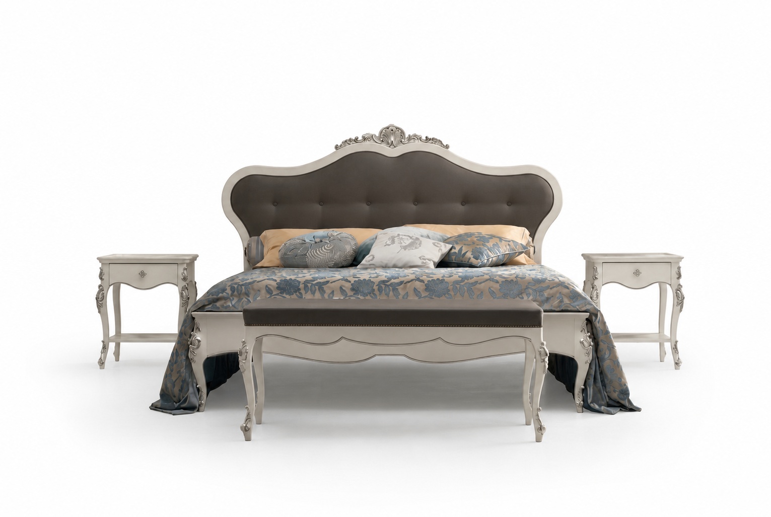 Bett 2x Nachttische Luxus Betten Möbel 4tlg Holz Klassisch Schlafzimmer