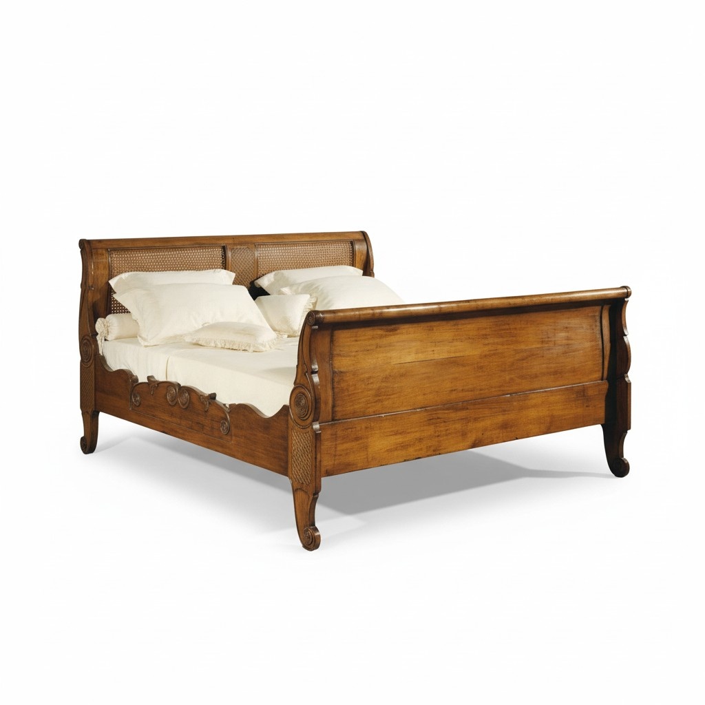 Bett Betten Doppelbett Schlafzimmer Holz Polster Braun Doppelbetten Italienische
