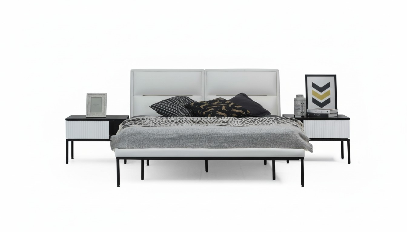 Bett Bettrahmen Doppelbett Holz Modern Weiß Schlafzimmer Doppel Design