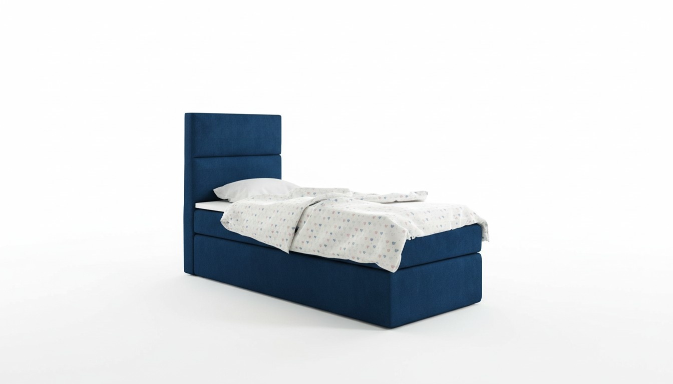 Bett Boxspring Blau Design Bett Big Polster Hotel Ehe Luxus Betten 80x200cm Neu