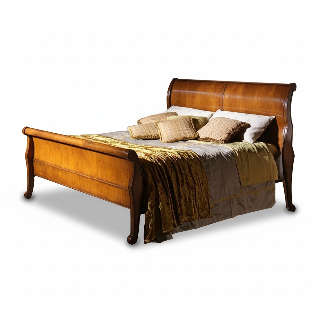 Bett Braun Schlafzimmer Holzmöbel Textil Design Hotel Betten Art déco Stil Neu