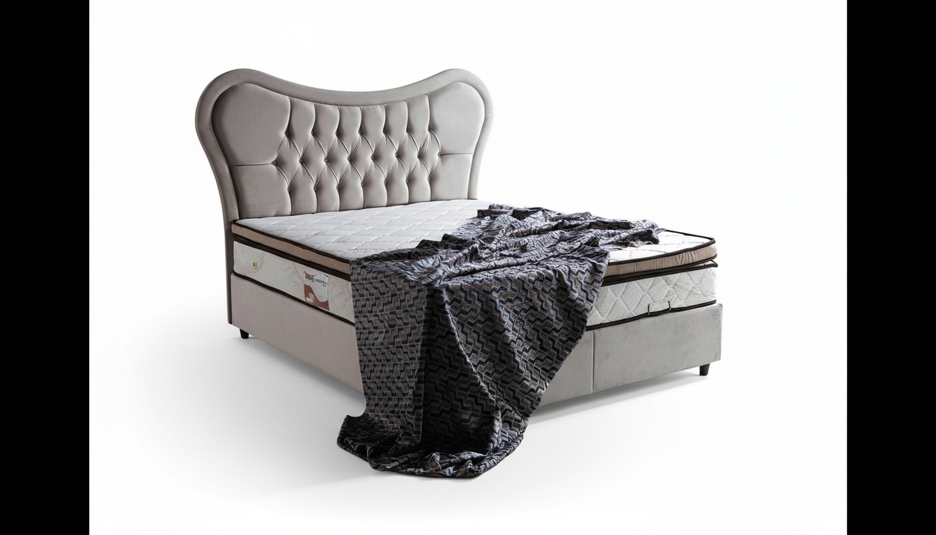 Bett Design Betten Luxus Beige Polster Schlafzimmer Möbel Chesterfield