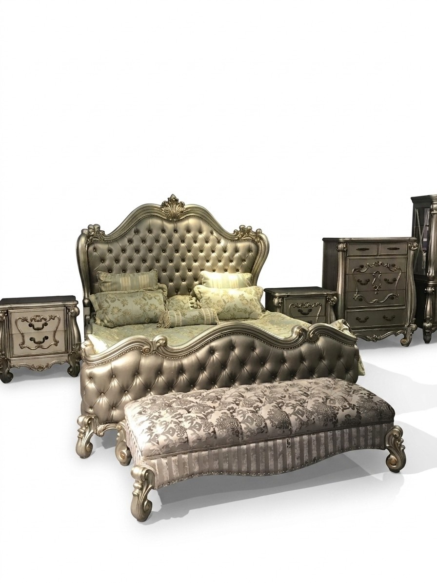 Bett Design Doppelbett Betten Luxus Klassiker Barock Rokoko Chestgerfield Neu