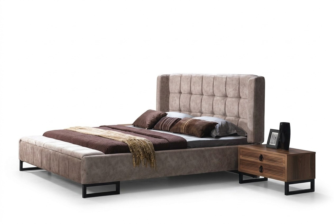 Bett Doppelbett Betten Möbel Einrichtung Schlafzimmer Design Stoff