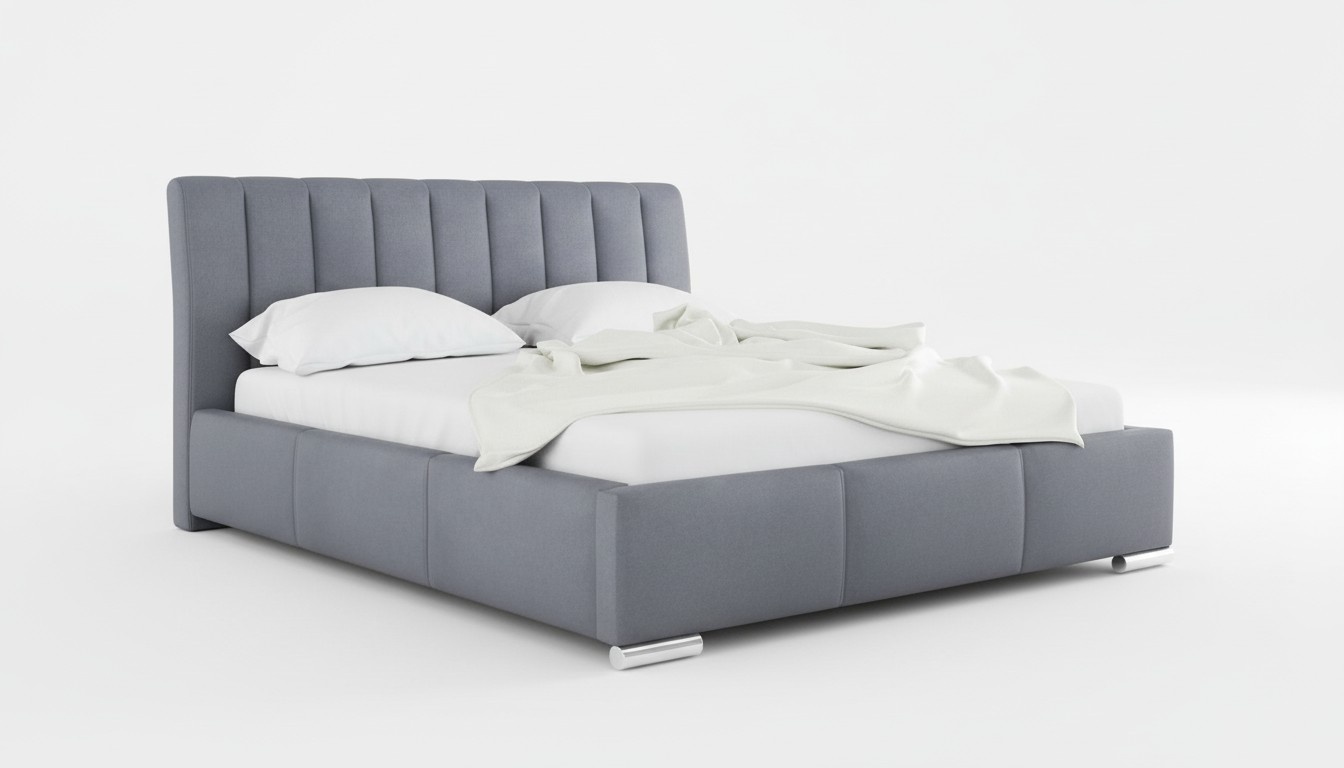 Bett Doppelbett Möbel Bettrahmen Stoff 160x200 Textil Polsterbett Grau Betten