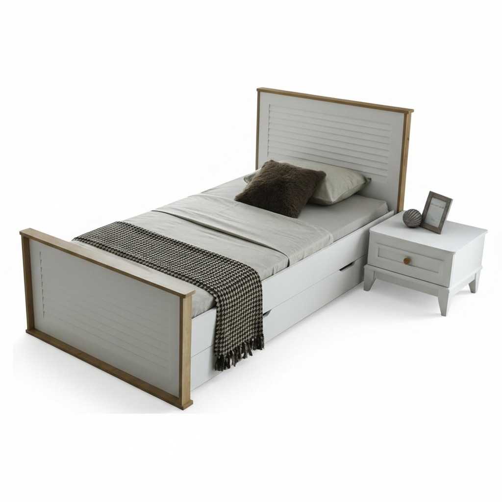 Bett Einzelbett Nachttisch Schlafzimmer 2tlg. Modern Luxus Möbel Neu