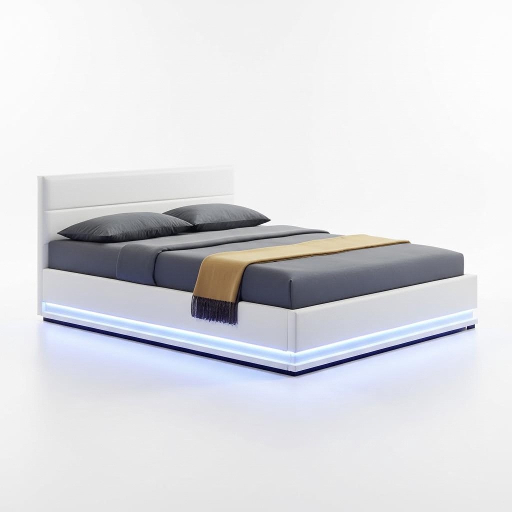 Bett LED-Licht Doppelbett 180 x 200 Möbel Einrichtung Schlafzimmer Design Neu