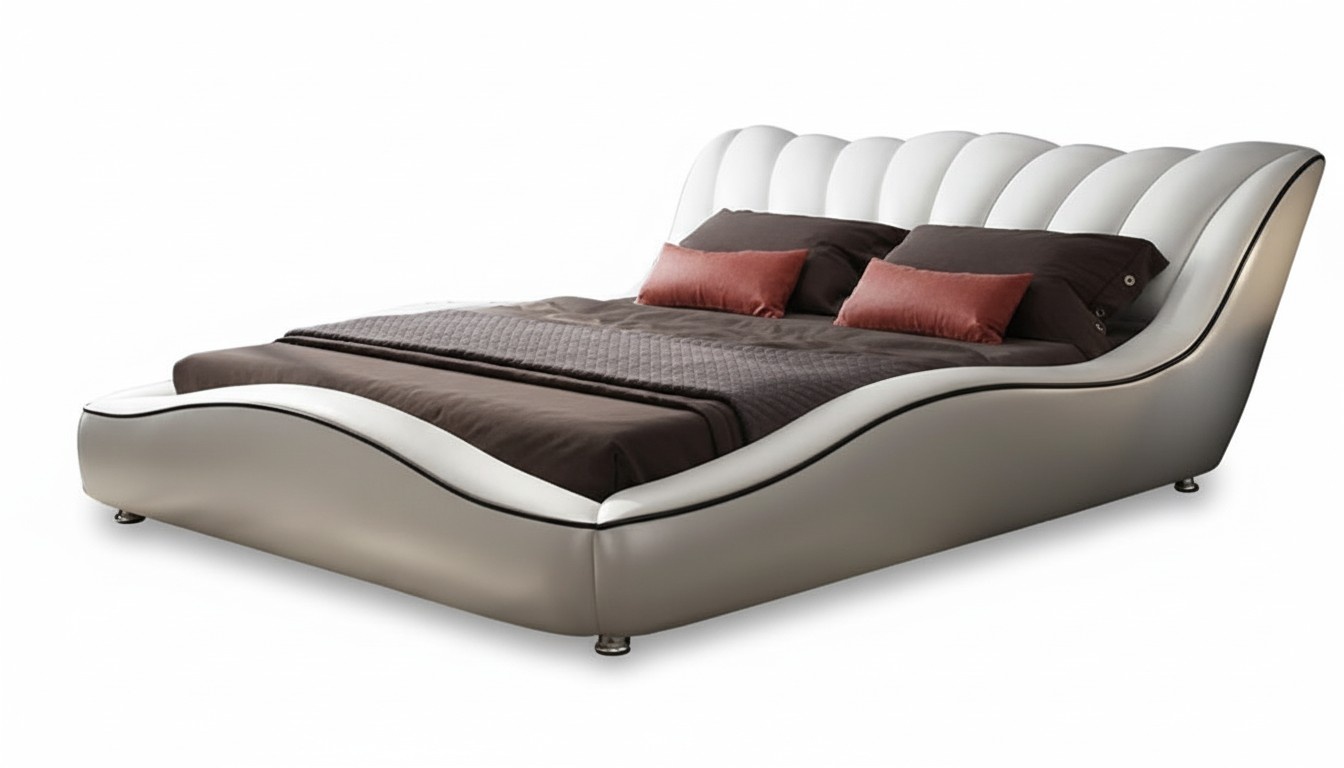 Bett Luxus 180x200 Weiß Schlafzimmer Kunstleder Möbel Modern Design Neu